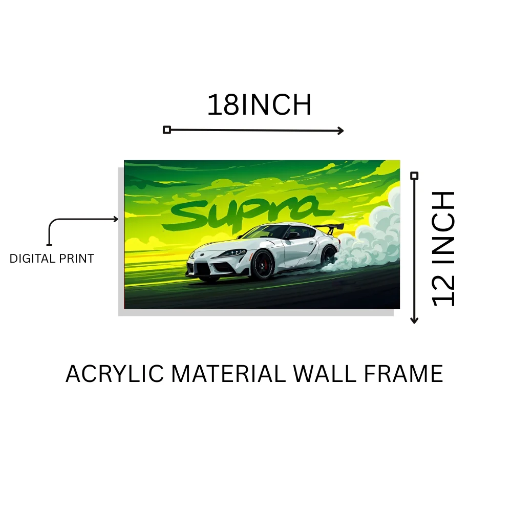 Djane Studio Premium Acrylic Car Frame | Acrylic Car Frame for Living Room, Bedroom, Office & Gaming Room | Modern Home Décor | Pack of 1 | Size 12x18 Inch